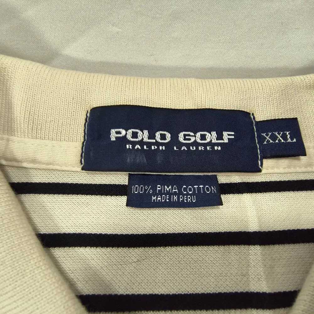 Polo Golf Ralph Lauren Collared Long Sleeve Polo Shirt Mens Size 2XL White Black